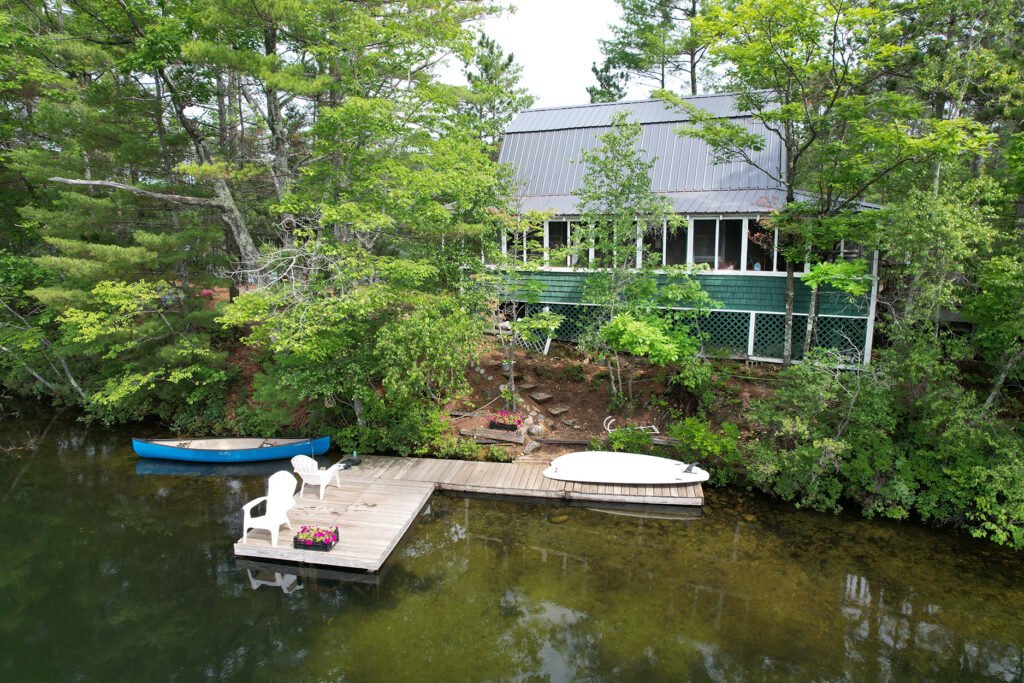 Aerial view of small pond property