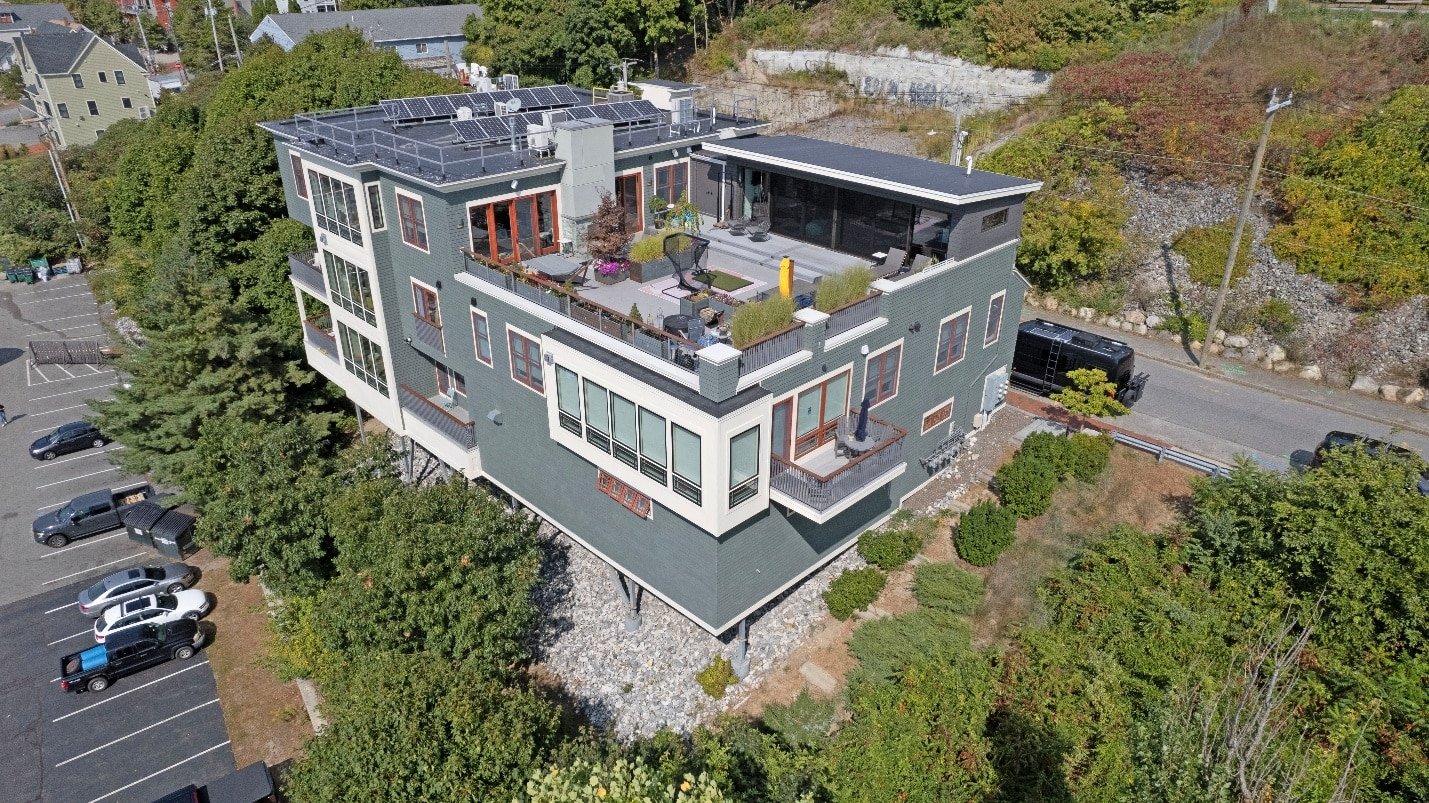 Drone photograph of a building