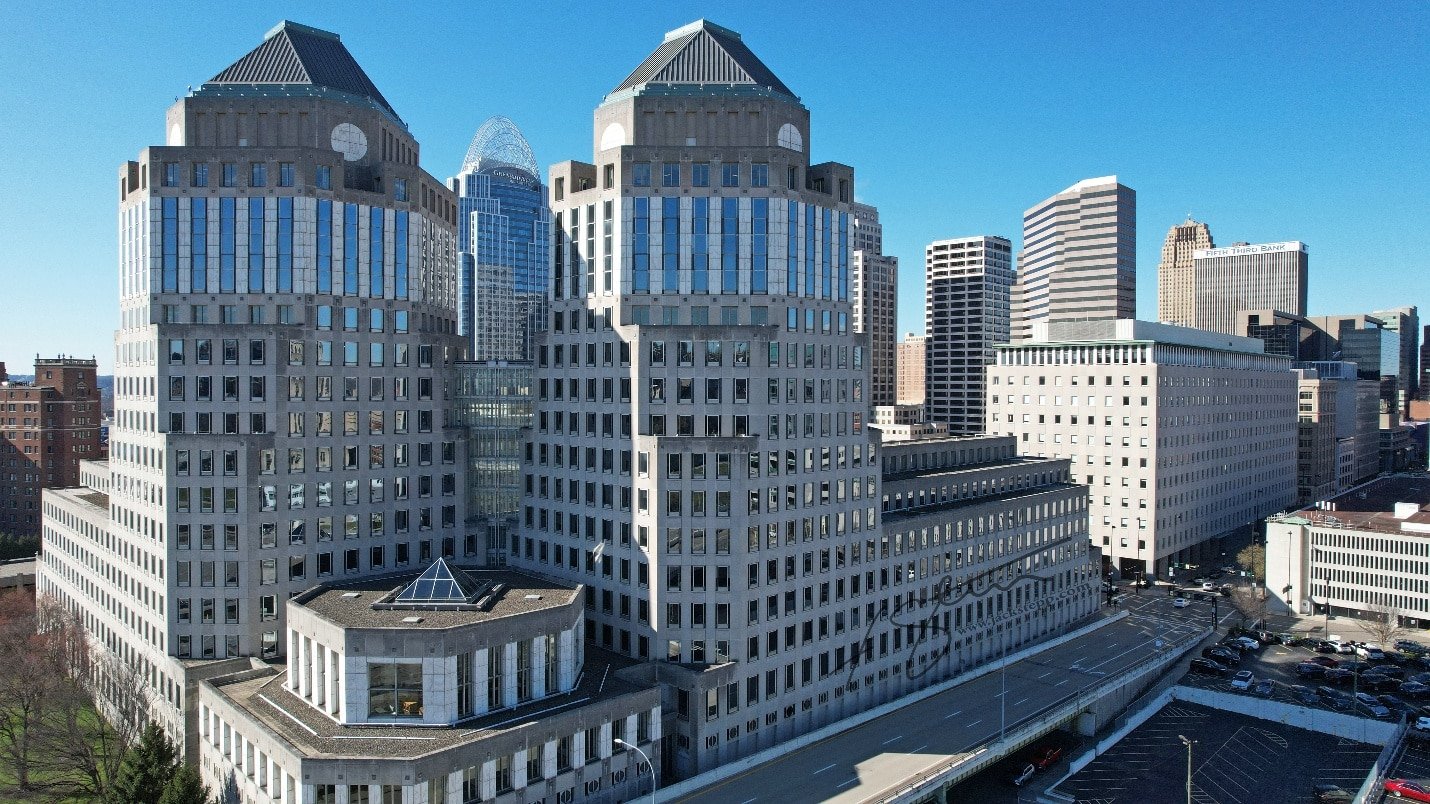Aerial photograph of buildings