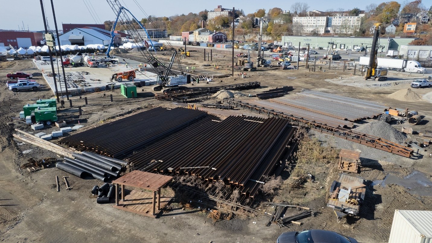 Aerial photograph of a construction site