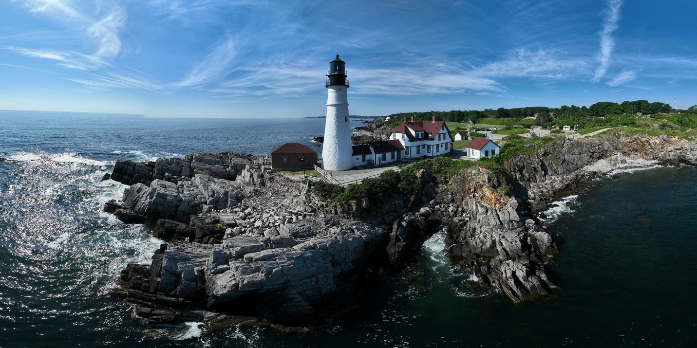 Drone photograph of an island