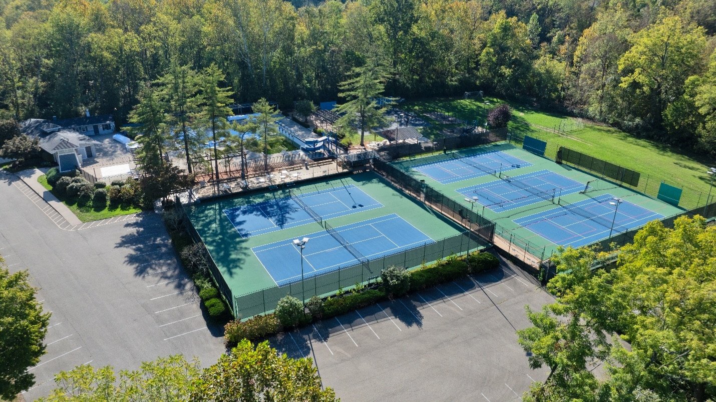 Aerial image of a tennis court