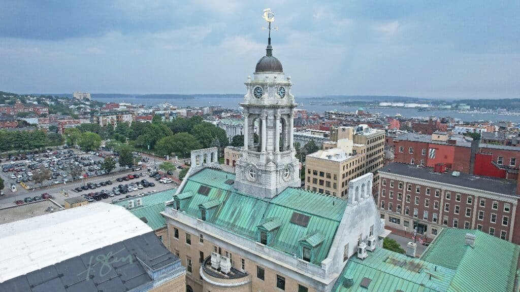 Drone photograph of a building