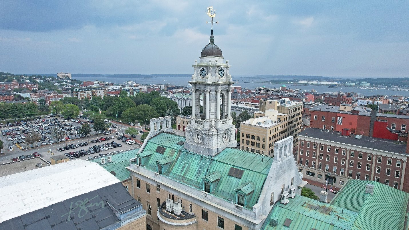 Drone photograph of a building