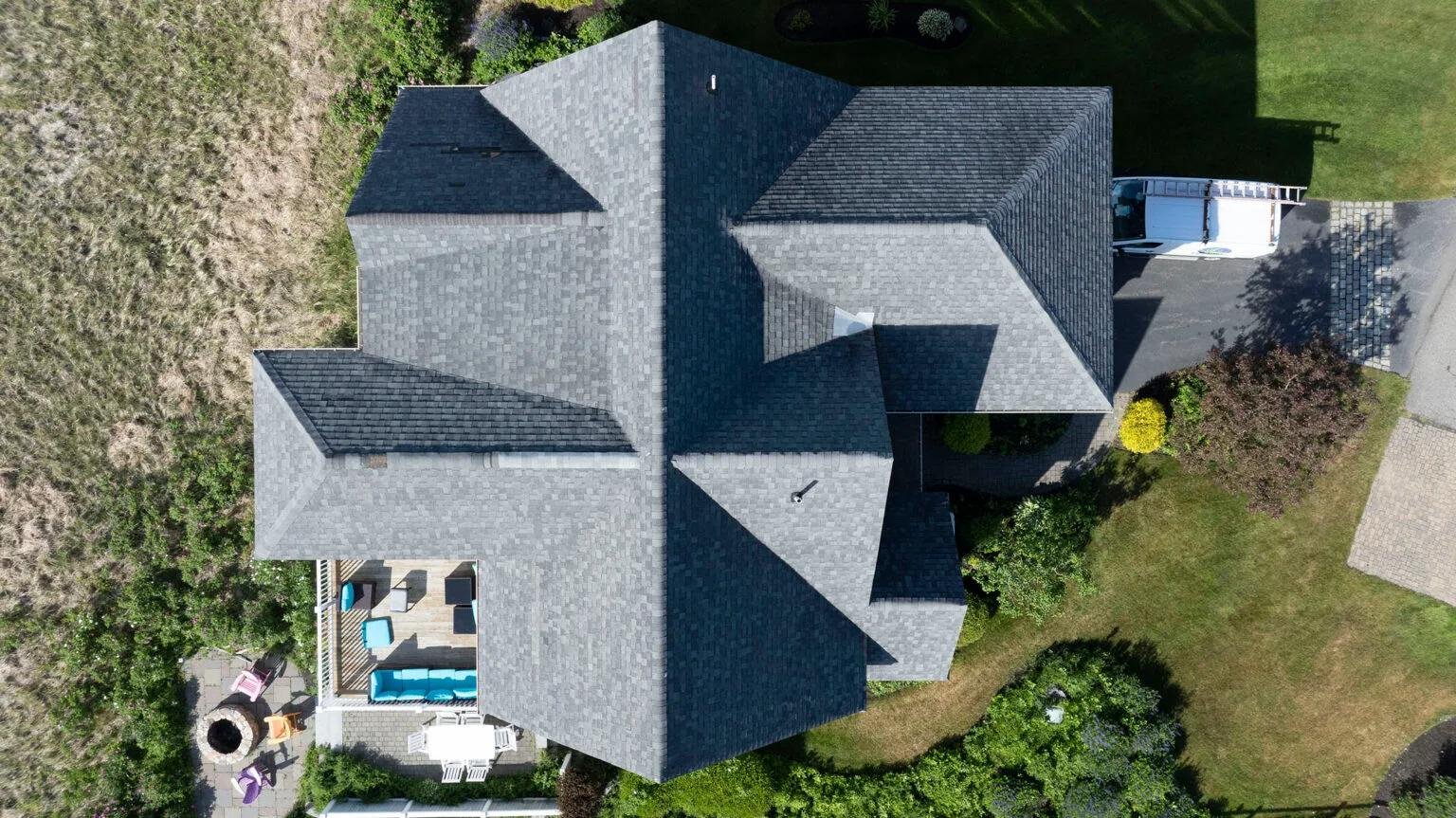 drone shot of a real estate property