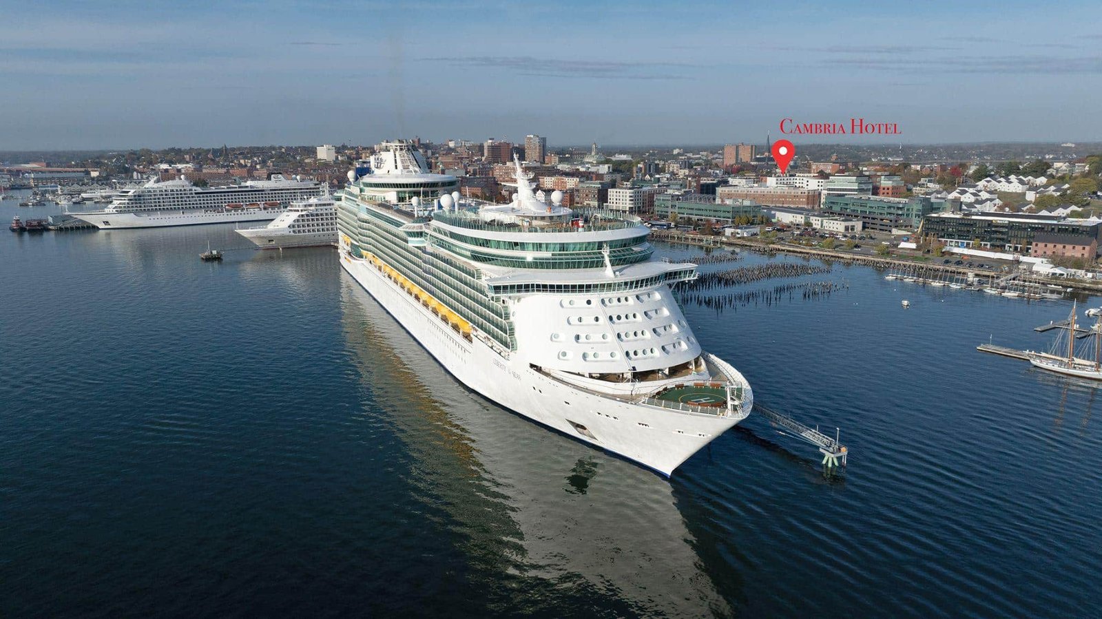 drone shot of a luxury ship in the Marina