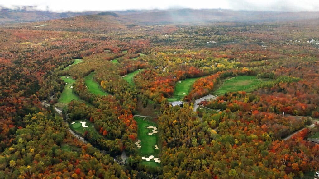 Aerial view of Sugarloaf Golf Course in Carrabassett Maine