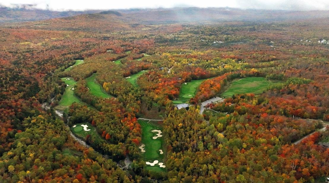 Aerial drone photograph showing Sugarloaf Golf