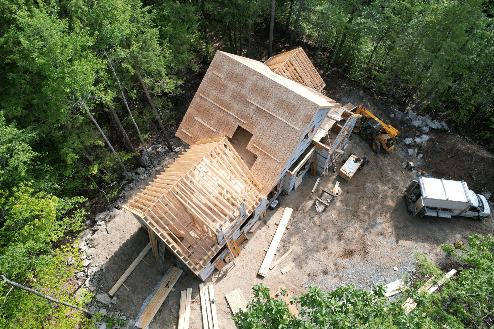 Partly built timber frame